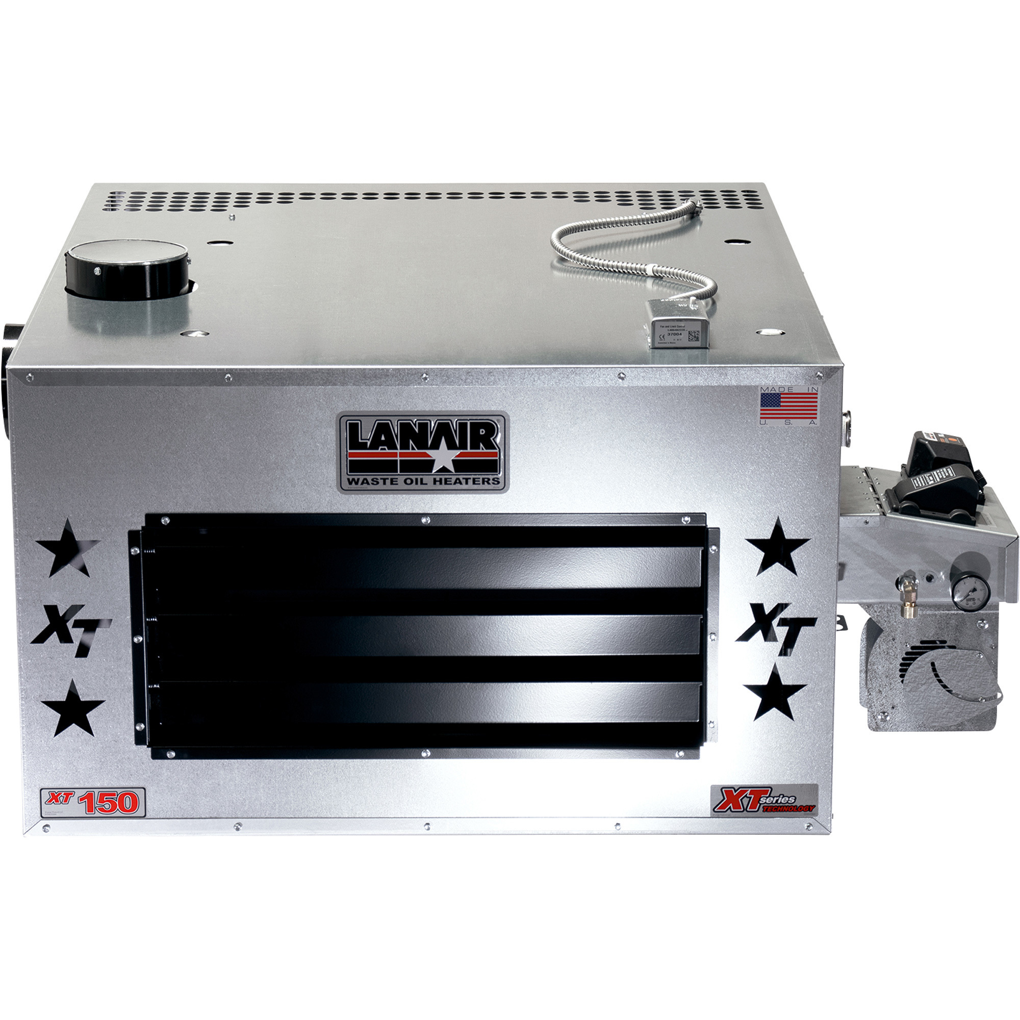 LANAIR Waste-Oil Fired, Thermostat-Controlled Heater, 150,000 BTU, 3500 Sq. Ft. Capacity, Model# XT-150